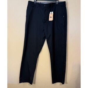 Quiksilver Chino Pants Men 38 Black Regular Fit Stretch Casual Skater NEW